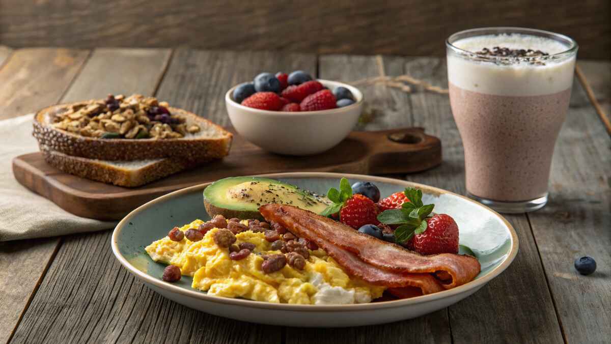 A Ca Beautifully Arranged Breakfast Spread Featuri